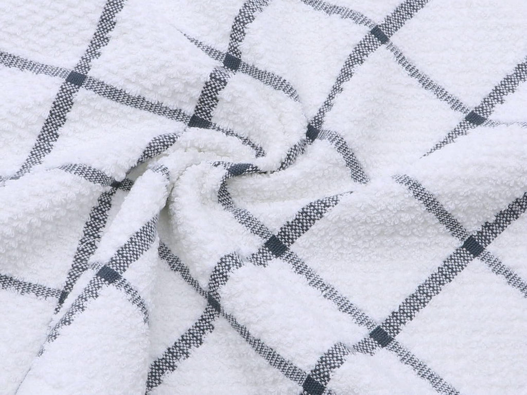 Cotton Grid Dish Cloths, Terry Cleaning Rags, 12 x 12 Inches, Light and Soft, Quick Drying Dish Rags, 8pc/Set (Grey)