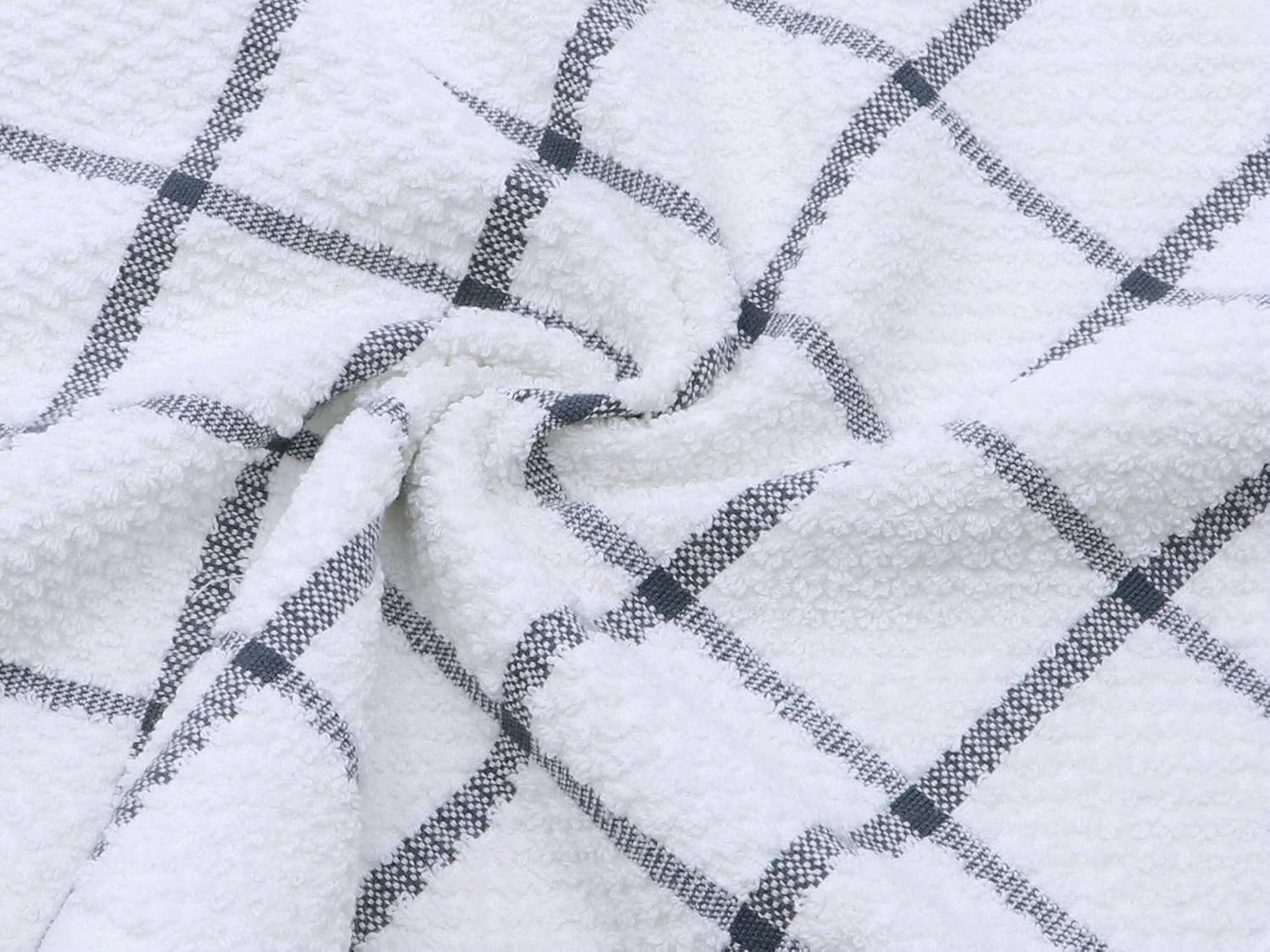 Cotton Grid Dish Cloths, Terry Cleaning Rags, 12 x 12 Inches, Light and Soft, Quick Drying Dish Rags, 8pc/Set (Grey)