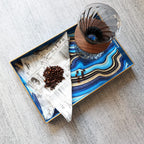 Spsyrine Decorative Tray, Plastic Rectangular Coffee Table Tray with Handles, Marble Serving Tray for Living Room, Ottoman, Bathroom Decor. 15.6” X 10.2".SLRE