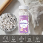 White Wedding Sprinkles for Cake Decorating 4.23ounce - Sugar Mix Contains White & Silver Pearl Sprinkles for Cupcake Toppers, Ice Cream, Candy, Cookie Decorations - Wedding Party Supplies