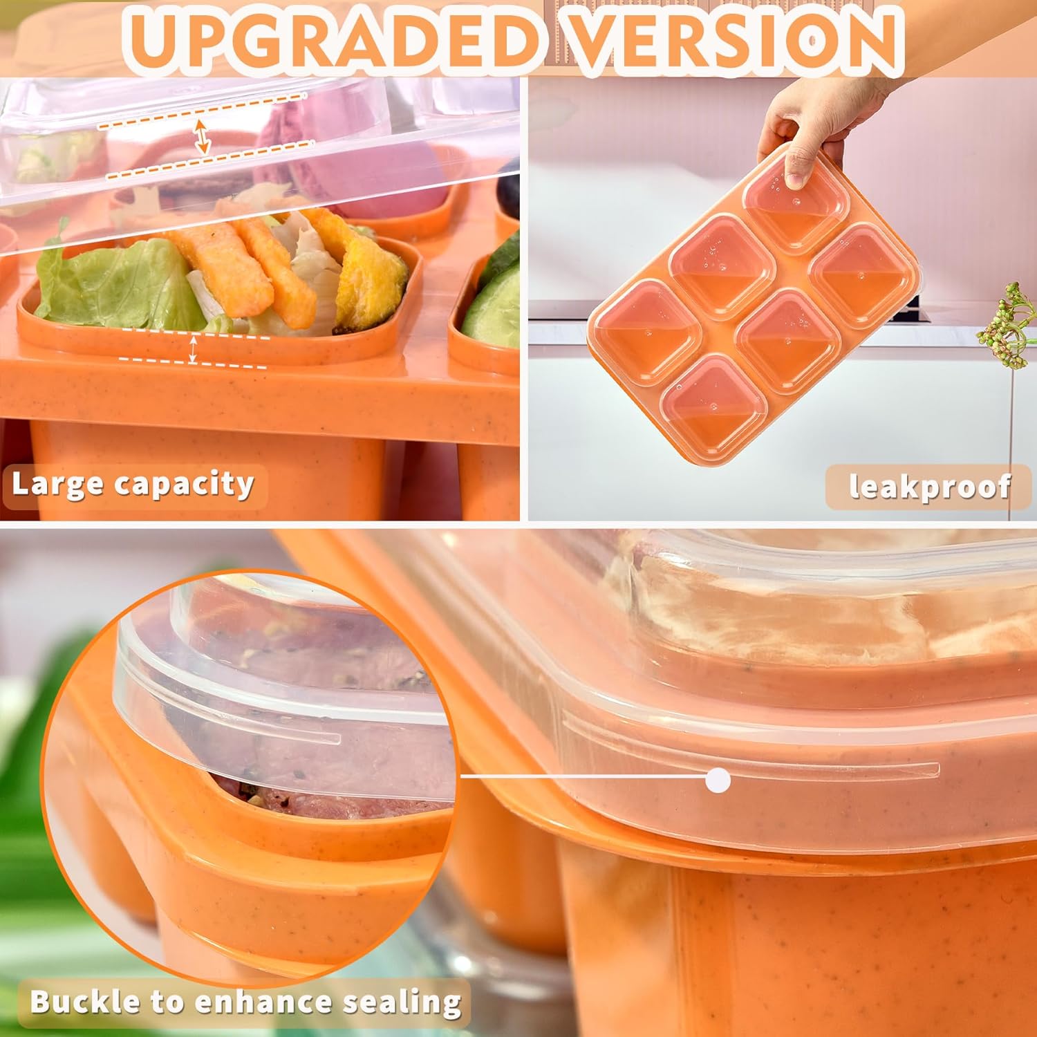 4-Pack Bento Box & Snack Containers for Kids & Adults | 6-Compartment with 4 Sauce Cups | BPA-Free, Dishwasher Safe | Ideal for School, Office, Picnic & Travel (38oz/1100ml)