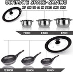 Tempered Glass Lid Set of 2 - Universal Lids with Heat Resistant Silicone Rim for Pots, Pans and Skillets - Pan Cover Replacement Lids Fit 7", 8" & 9" and 10", 11" & 12" Diameter Cookware