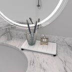 2PCS Water Absorbing Stone Drying Mat for Bathroom Sink & Kitchen Counter Organizer, Instant Dry Soap Dispenser Sponge Holder, Sink Caddy, Vanity Tray (8.66"x4.33"-White)