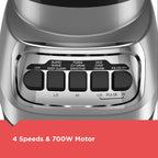 BLACK+DECKER PowerCrush Countertop Blender, 6-Cup Glass Jar, For Smoothies and More, Stainless Steel Blade, 4 Speed Settings to Puree, Crush Ice, Chop, Dice, and Pulse, Dishwasher Safe, 700W Motor