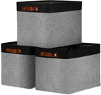 DULLEMELO Fabric Storage Bins - Decorative Large Baskets for Home Shelves & Bedroom, Canvas Toy Organizers (Black & Gray)
