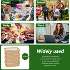 50-Pack 35oz Disposable Kraft Paper Bowls【with Lids and Forks】, Large Meal Prep Containers Paper Salad Bowls, Leakproof Food Containers Treat Soup Serving Bowl, Microwave Safe for Hot/Cold Food