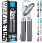 Zulay Kitchen Heavy Duty Stainless Steel Can Opener Manual with Bottle Opener - Rust Proof Manual Can Opener With Turn Knob & Soft Grip Handles