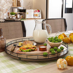 Acacia Wood 18" Lazy Susan Turntable Organizer for Table Top, Farmhouse Large Round Lazy Susan for Cabinet Kitchen Centerpieces Dining Table, for Condiments Charcuterie, Bathroom Vanity Tray Decor