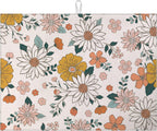 Boho Flower Dish Drying Mat for Kitchen Counter Microfiber Absorbent Dish Kitchen Drying Mat Draining Reusable Washable for Dishes/Utensils/Counterto