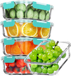 VERONES 5 Pack 36 OZ Glass Meal Prep Containers, Airtight Glass Lunch Containers Set, Glass Food Storage Containers with Lids,Exclusive of BPA, for Microwave, Oven, Freezer & Dishwasher Friendly,Green