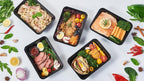 FULING 32 oz 150Pack Plastic Meal Prep Food Storage Containers with Lids Reusable 1 Compartment To Go Lunch Box Black Extra Large &Thick Microwave Freezer Dishwasher Safe BPA Free Stackable