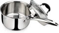 AVACRAFT Tri-Ply Stainless Steel Saucepan with Glass Strainer Lid, Two Side Spouts, Ergonomic Handle, Multipurpose Sauce Pan with Lid, Sauce Pot, Cooking Pot (Tri-Ply Full Body, 2.5 Quart)