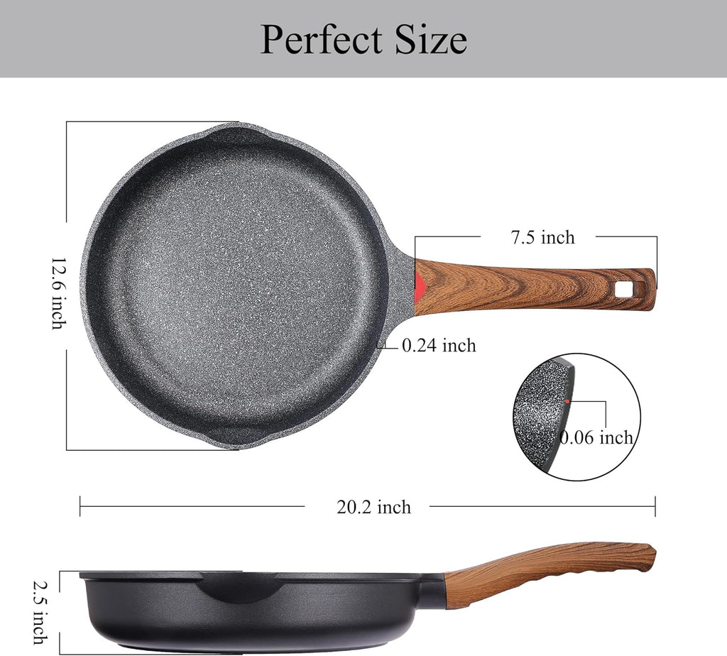 Vinchef Nonstick Frying Pan Anti Scratch,12.5 Inch Skillet Cast Aluminum Cookware, Induction Compatible
