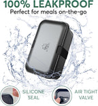 Umami Lunch Box Containers w/ 4 Utensils, Sauce Jar, Nestable Space-Saving Bento Box Adult, 100% Leakproof, Microwavable Lunch Containers for Adults, Design Award Winner, Black, 30 oz