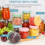 Glass Regular Mouth Mason Jars, Mini Mason Jars 4 oz, 8 Pack Clear Glass Jars with Colorful Plastic Lids, Small Canning Jar for Spice, Jam, Honey, Jelly, Dessert