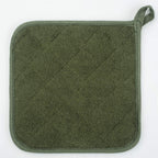 100% Cotton Kitchen Everyday Basic Terry Pot Holder Heat Resistant Coaster Potholder for Cooking and Baking Set of 5 Olive Green