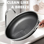 Non Stick Frying Pans 12 inch, Hybrid Frying Pans Nonstick,non stick Stainless Steel Skillets, Dishwasher and Oven-Safe Chef Pan, Induction Compatible Cooking Pan, PFOA Free Cookware