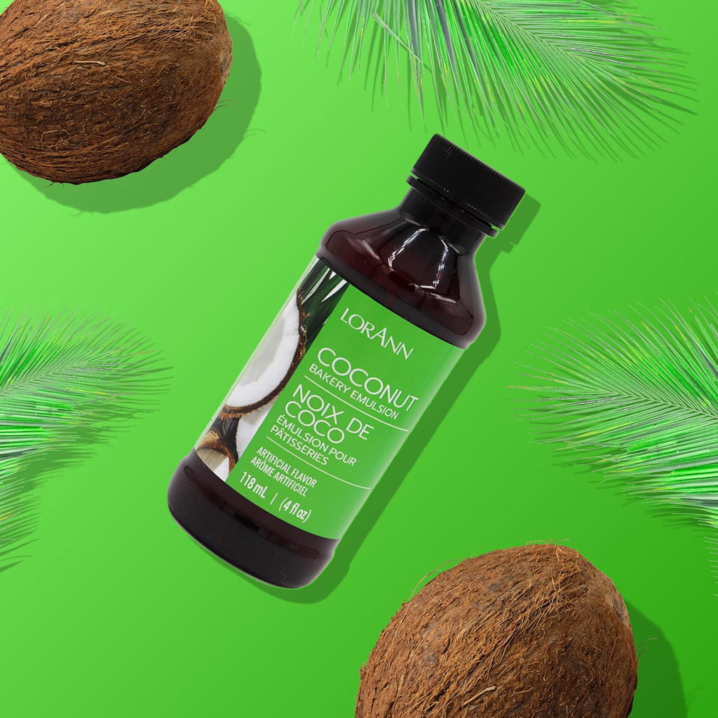 LorAnn Oils Coconut Bakery Emulsion: True Essence, Ideal for Boosting Fruit Tones in Cakes, Cookies & Desserts, Gluten-Free, Keto-Friendly, Extract Substitute Essential for Your Kitchen, 4 Oz