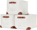 DECOMOMO White Storage Bins Fabric Storage Baskets for Shelves & Linen Closet Organization (Creamy White W/Label holder, Large - 3 Pack)