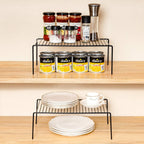 iPEGTOP Set of 6 Large (15.7 x 9.4 Inch) Kitchen Cupboard Organiser, Freezer Cabinet Storage Metal Shelf Wire Rack, Rustproof Steel Shelves for Fridge Pantries Countertops Utensils, Black