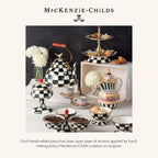 MACKENZIE-CHILDS Enamel Creamer, Creamer Dispenser with Pour Spout, Kitchen Enamelware, 14-Ounce Capacity, Black-and-White Courtly Check