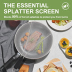 13'', 11.5'', 9.8'' Stainless Steel Grease Splatter Guard for Frying Pan with Comfortable Grip Handle, Ultra Fine Mesh Prevents Oil Splatters and Messes, Heavy Duty Splatter Screen