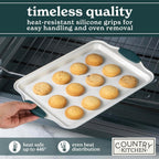 Country Kitchen Nonstick Stackable Bakeware Set - Heavy Duty, Durable, Easy Release Baking Set, Sage, 4 Pcs