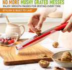 Spring Chef Premium Red Lemon Zester Grater with Handle - Fruit, Garlic, Citrus, Nutmeg, Orange Zester Tool - Heavy Duty Kitchen Shredder - Stainless Steel Ginger Grater with Blade Cover - Fine Shred