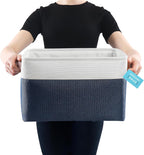 OrganiHaus Extra Large Fabric Storage Bins for Shelves 16x13in, Closet Storage Baskets for Shelf Organizing, Canvas Rectangle Bins for Organization, Linnen Baskets for Organizing - Navy Blue/White