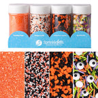 Sweets Indeed Sprinkles, Halloween Sprinkles, Candy Eyeballs, 4 Pack, 10.90 ounces, Edible Sprinkle Mix, Perfect for Cake Decorations, Baking, Ice Cream, Cookies, Cupcake Topper, 10.90 ounces (Halloween)