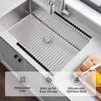 NEZUIBAN Dish Drying Rack with Roll Up and Over Sink for Kitchen,17.5"x11.8",Black