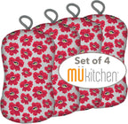 MÜkitchen Premuim Sponge for Dishes and Household Cleaning | Microfiber Print and Non-Scratch Scrub Pad | Set of 4 | (Petals)