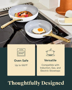 Caraway Fry Pan Duo - Nonstick Ceramic Frying Pan (8" & 10.5”) - Non Toxic, PTFE & PFOA Free - Oven Safe & Compatible with All Stovetops (Gas, Electric & Induction) - Black