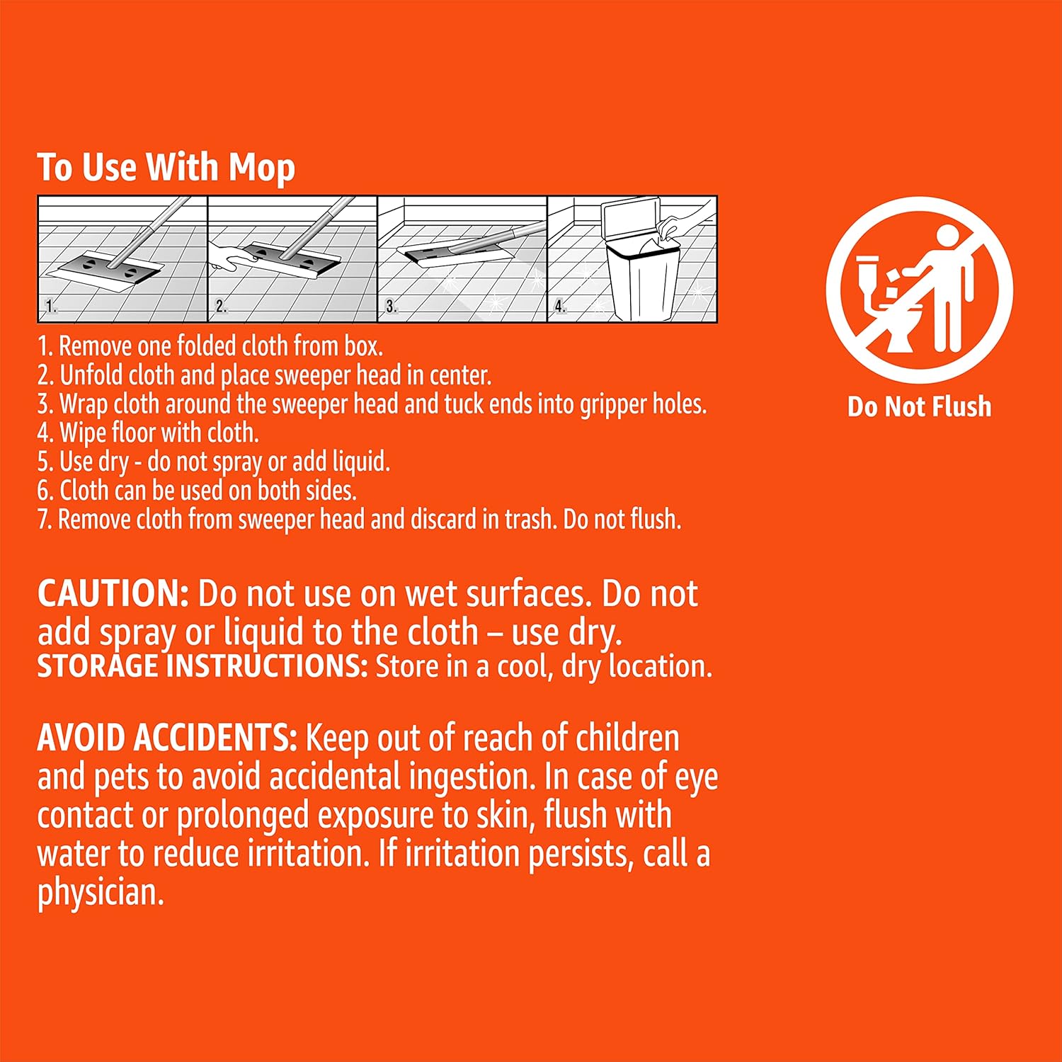 Amazon Basics Dry Sweeping Cloths to Clean Dust, Dirt, Pet Hair, Fits Swiffer Sweeper Mop Heads, 64 Count (Pack of 1)