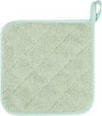 100% Cotton Kitchen Everyday Basic Terry Pot Holder Heat Resistant Coaster Potholder for Cooking and Baking Set of 5 Mint Green