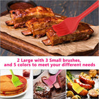 Silicone Basting Pastry Brush Set 5 Pack Heat Resistant Spread Oil Butter Sauce for BBQ Grill Barbeque Kitchen Baking Cooking Pastries, 2 Large & 3 Small Multicolor