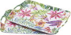 Blue Boat 16.5" x 11.5" Rectangular Serving Trays Set of 2 Floral, Light Weight Easy to Clean Sturdy Stackable Melamine Serving Tray with Handle, Fruit, Snacks, and Desserts Trays