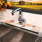 Findosom 2PCS 12" x 20" Dish Drying Mat & 24" x 5.5" Sink Splash Guard, Super Absorbent & Cuttable Dish Mat Drying Kitchen Mat with Orange Floral, Hide Stain Drying Mat for Kitchen Counter