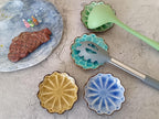 Ceramic Spoon Rest for Stove Top, Flower Cute Spoon Rest for Kitchen Counter, Cooking Spoon Holder for Kitchen Counter, Utensil Rest Spatula Rest Ladle Holder Tong Rest, 1 PC (Ice Cracks, Fall yellow)