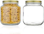 kitchentoolz 2 Pack Half Gallon Mason Wide Mouth Glass Jar with Airtight Metal Lid - 1/2 Gallon Mason Jar - Fermenting Kombucha Kefir - Curing Pickling, Storing and Canning - BPA-Free Gold Lid