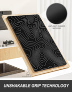 Rnivvi Dish Drying Mat for Kitchen Counter, XL 15 x 24" Cute Marble Super Absorbent Draining Pad, Non-Slip Heat Resistant Coffee Bar Mats for Coffee Machine Station Accessories, Line Art Dish Rack Pad