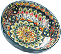 Large Serving Bowls, 75 Oz Fruit Salad Bowls, Bohemian Style Large Porcelain Dishes for Entertaining Parties,Big Bowls for Eating Soup, Salad, Pasta, Fruit, Chips, 10.3 Inch Diameter (green)