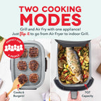 Dash Flip & Fry™ Digital 2-in-1 Grill + Air Fryer with 5 functions, 7 Qt Capacity, Air fryer & Indoor Grill for fries, wings, burgers and more - Forged Iron
