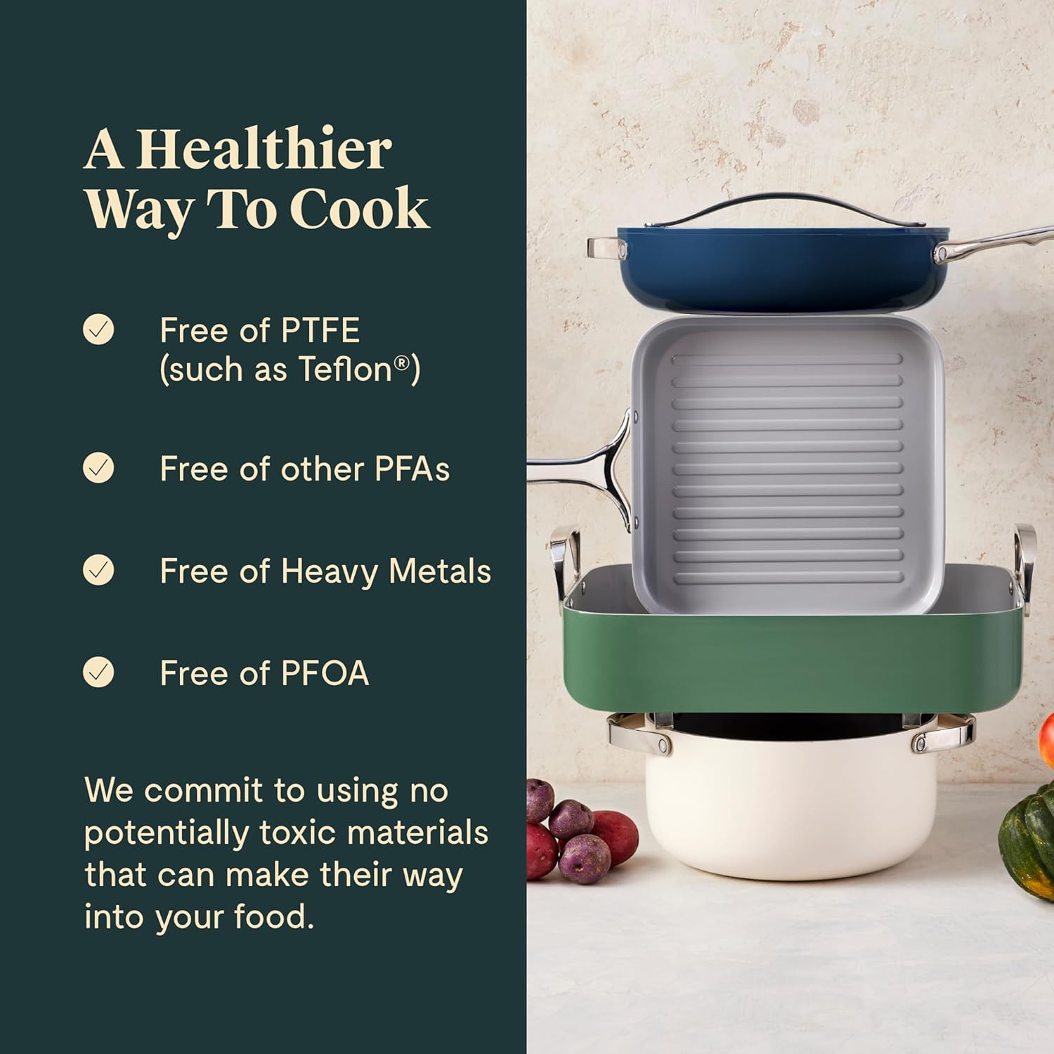 Caraway Roasting Pan - 16x13” Roasting Pan with Rack - Non-Stick Ceramic Coated - Non Toxic, PTFE & PFOA Free - Oven Safe & Compatible with All Stovetops - Sage