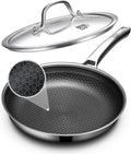 Non Stick Frying Pans 12 inch, Hybrid Frying Pans Nonstick with Lid,non stick Stainless Steel Skillets, Dishwasher and Oven-Safe Chef Pan, Induction Compatible Cooking Pan, PFOA Free Cookware