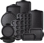 Country Kitchen Nonstick Stackable Bakeware Set - Durable, Easy Release Baking Set, Black, 10 Pcs
