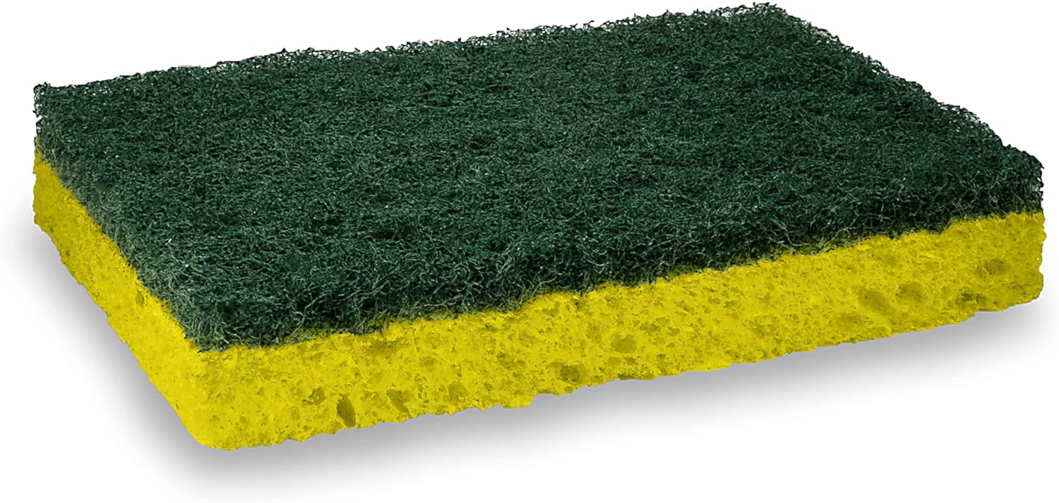 Amazon Basics Cleaning Sponges, Multipurpose, Heavy Duty Scrub Sponges, Yellow/Green, 12-Pack (2 Packs of 6)