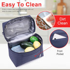 NOL Natural Organic Lifestyle Insulated Lunch Bags for Women Cooler Bag Lightweight Nylon Waterproof Lunch Box For Work (Navy blue, Medium(normal))