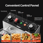 Deep fryers Commercial Deep Fryer 3400W Stainless Steel Electric Deep Fryers with Timer 20L(21.1Qt) Large Capacity Dual Tank Fryer with Baskets and Lids Countertop Deep Fryer for Restaurant Use (20L)