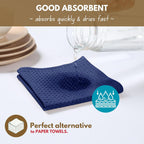 Native Fab Waffle Kitchen Towels 4 Pack - Super Absorbent 100% Cotton Dish Towel for Cleaning, Drying, Cooking - Durable, Soft Kitchen Essentials for Home Use, 16x26 inches - Ink Blue